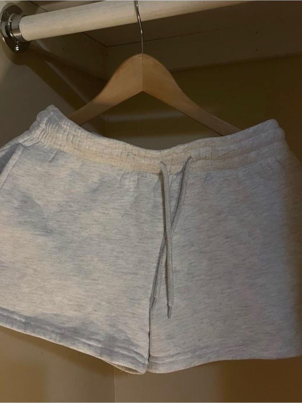 Women's Heather Light Gray Athletic Drawstring Shorts